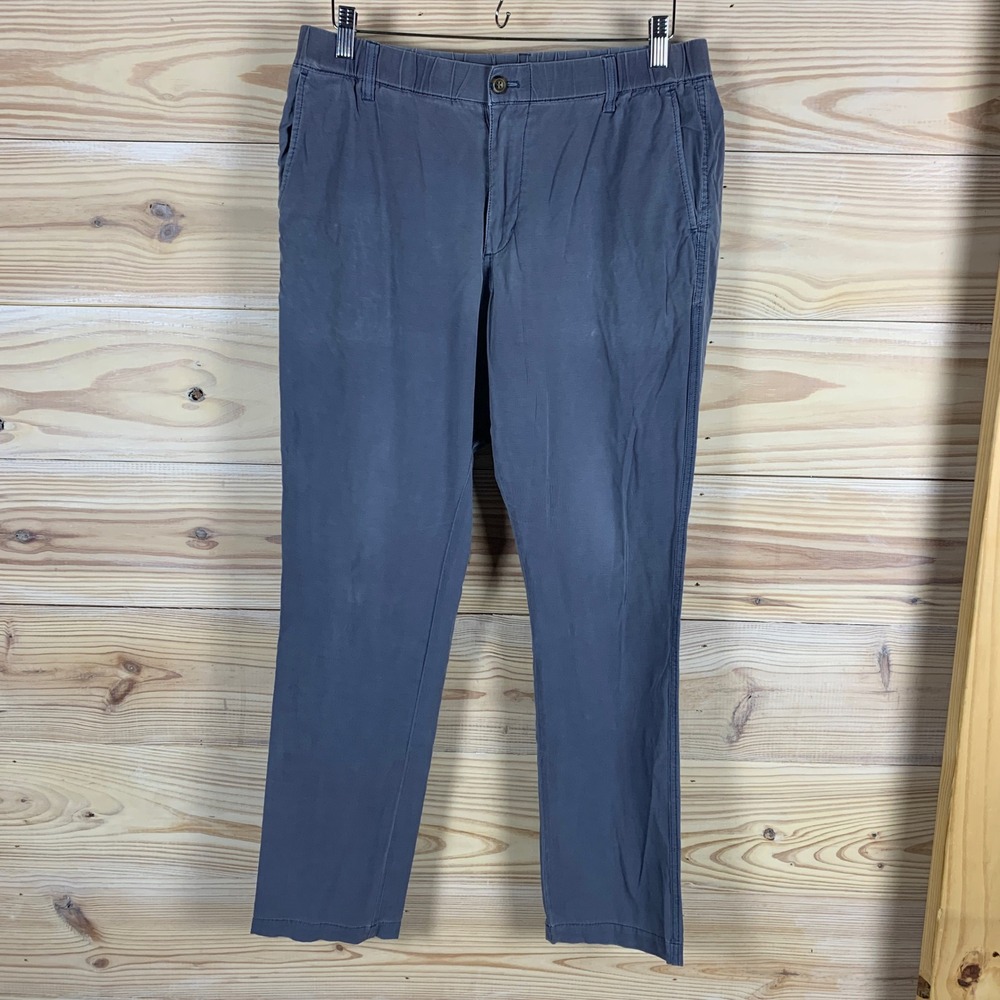 Bearbottom Chino Pants Mens L Blue Gray Straight Leg Elastic Waist Stretch